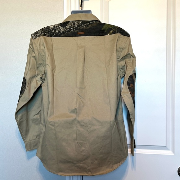 Mossy Oak Heavy Cotton Camo Accent Green Button Down Shirt Medium - Picture 4 of 11